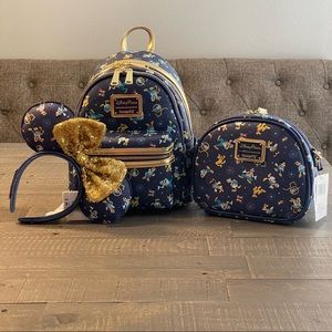 Disney World 50th Anniversary Loungefly Pin Crossbody bag & Ears Bundle